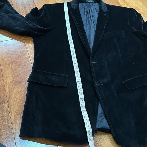John Varvatos Black Textured Velvet Jacket Blazer Peak Collar 46R - Picture 15 of 16